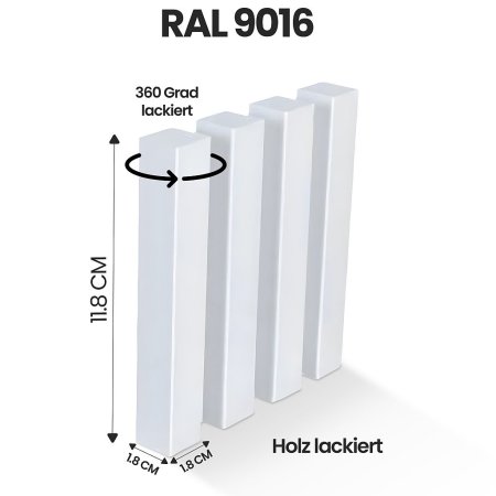 Sockelleisten Turm 18x18x118 in RAL 9016 Holz lackiert